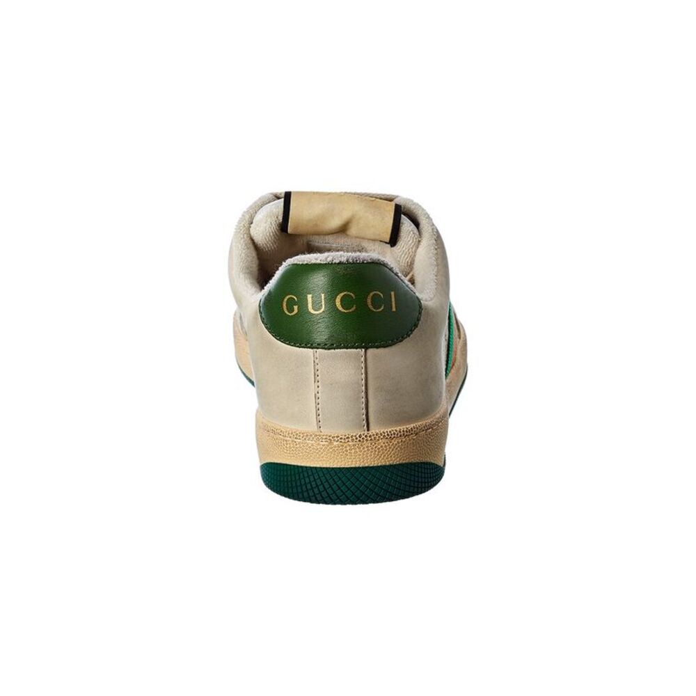 Gucci Screener Leather & Suede-Trim Sneaker, Beige - Picture 3 of 5